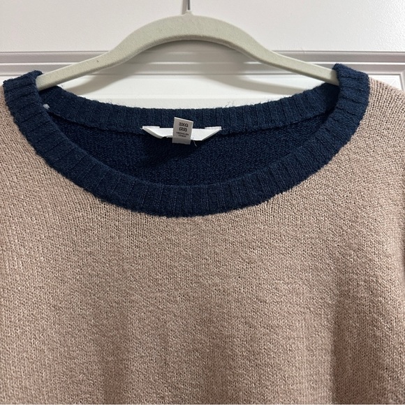 Time and Tru Color Block Crewneck Sweater Women’s Size XXXL Tan Blue Winter - Picture 5 of 16